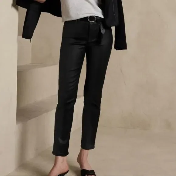 Banana Republic Factory Black Coated High Rise Slim Jeans - Picture 1 of 8